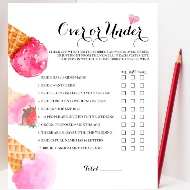 Erdbeeren-Brautparty über oder unter Spiel (Von Creator hochgeladen)