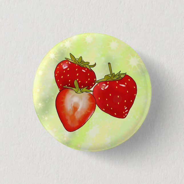 Erdbeeren Button (Vorderseite)