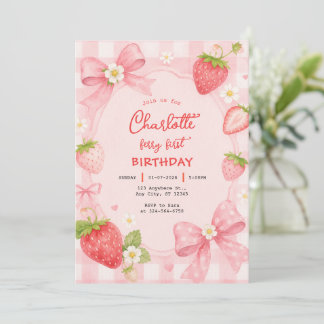 Erdbeeren Coquette Geburtstag Rosa Mädchen Süß Einladung