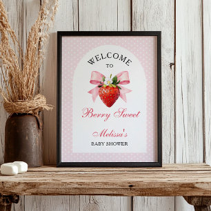 Erdbeeren Coquette Rosa Babyparty Willkommen Poster