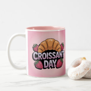 Erdbeeren Croissant Tag Rosa Tasse