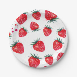 Erdbeeren Dekorpapier-Teller Pappteller