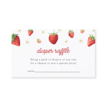 Erdbeeren Diaper Raffle Babydusche Einsteckkarte