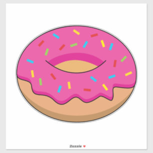 Erdbeeren Donut mit Sprinklen-Cartoon Aufkleber