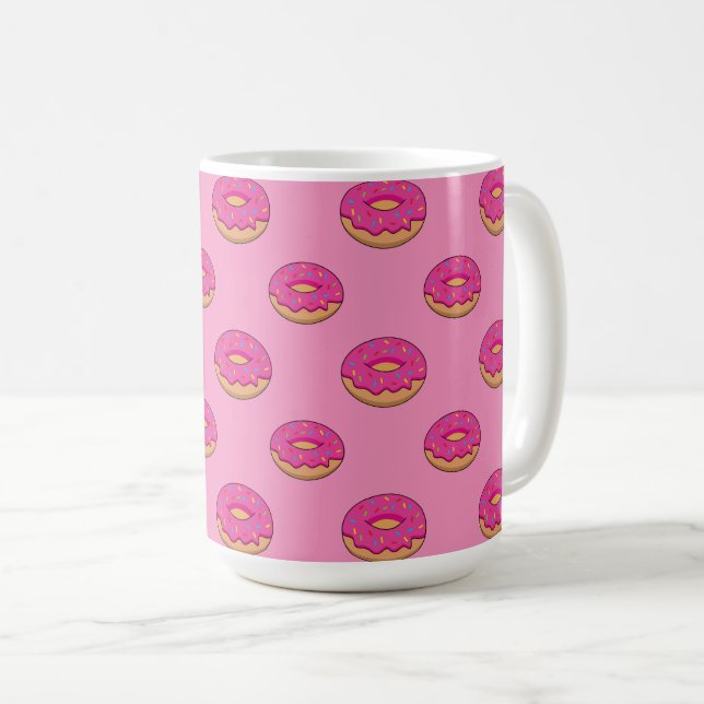 Erdbeeren Donut mit Sprinklen-Cartoon Kaffeetasse (VorderseiteRechts)