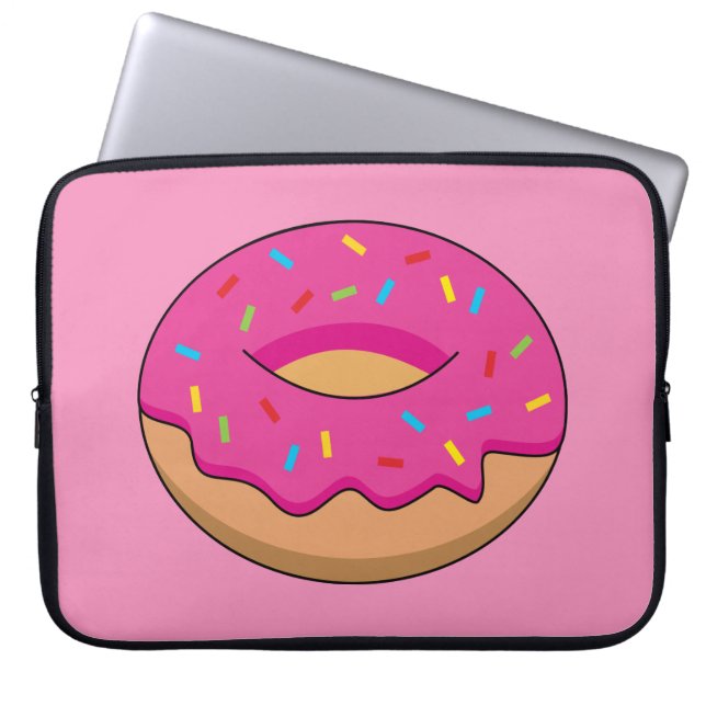Erdbeeren Donut mit Sprinklen-Cartoon Laptopschutzhülle (Vorderseite)