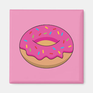 Erdbeeren Donut mit Sprinklen-Cartoon Magnet