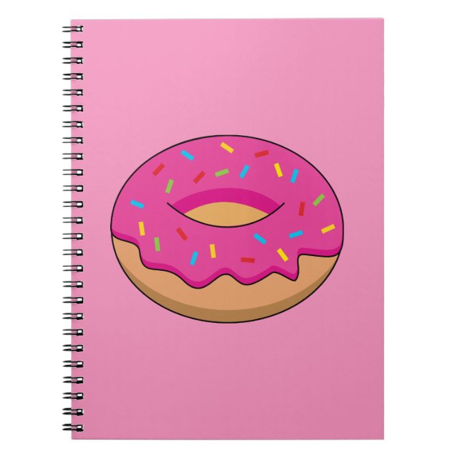 Erdbeeren Donut mit Sprinklen-Cartoon Notizblock (Vorderseite)