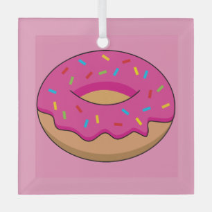 Erdbeeren Donut mit Sprinklen-Cartoon Ornament Aus Glas