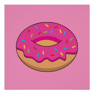 Erdbeeren Donut mit Sprinklen-Cartoon Poster