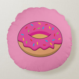 Erdbeeren Donut mit Sprinklen-Cartoon Rundes Kissen