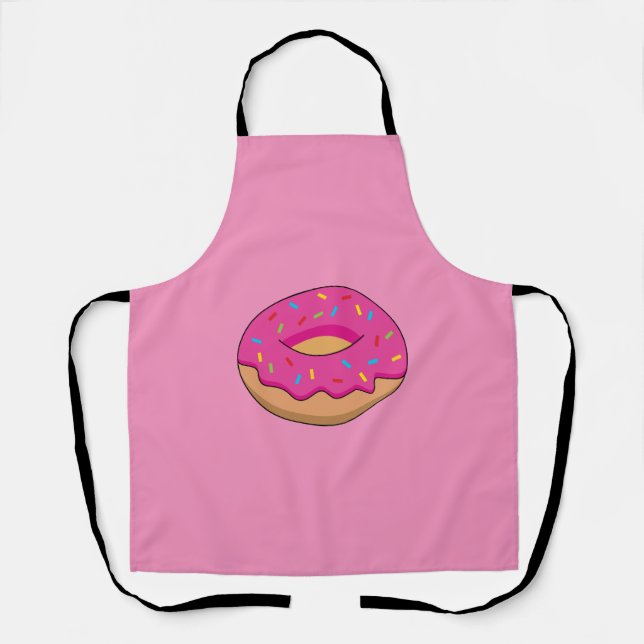 Erdbeeren Donut mit Sprinklen-Cartoon Schürze (Vorderseite)
