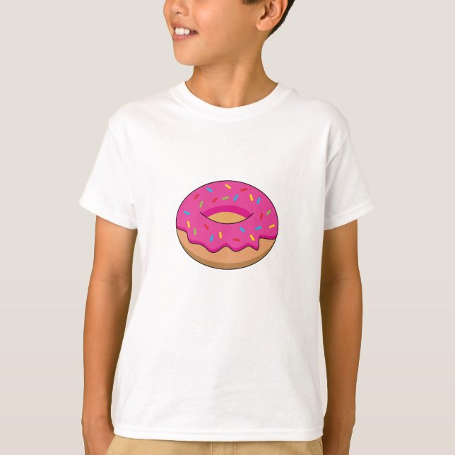 Erdbeeren Donut mit Sprinklen-Cartoon T-Shirt (Vorderseite)