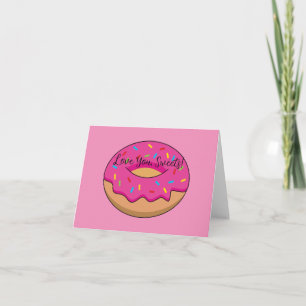 Erdbeeren Donut mit Sprinklen-Cartoon   Text hinzu Dankeskarte