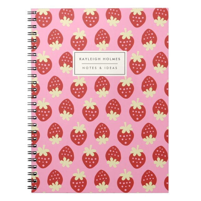 Erdbeeren-Dreh-Notebook (rosa) Notizblock (Vorderseite)