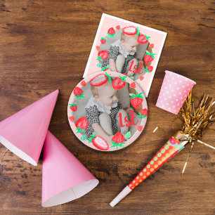 Erdbeeren Erstbeere zum 1. Geburtstag Serviette