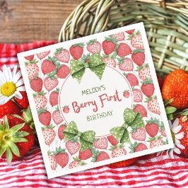 Erdbeeren Erste Geburtstags-Erdbeerparty Serviette