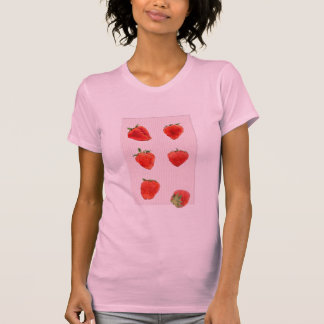 Erdbeeren Fallende rosa Streifen Ladys T - Shirt