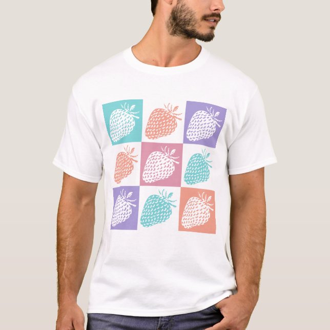 Erdbeeren Farbige Sommer T-Shirt (Vorderseite)