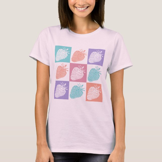 Erdbeeren Farbige Sommer T-Shirt (Vorderseite)
