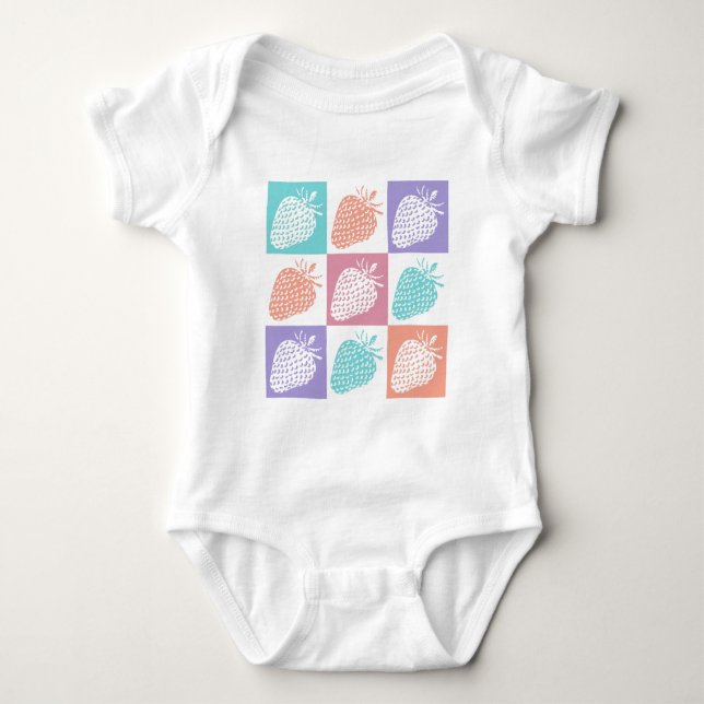 Erdbeeren Farbiger Sommer Baby Strampler (Vorderseite)