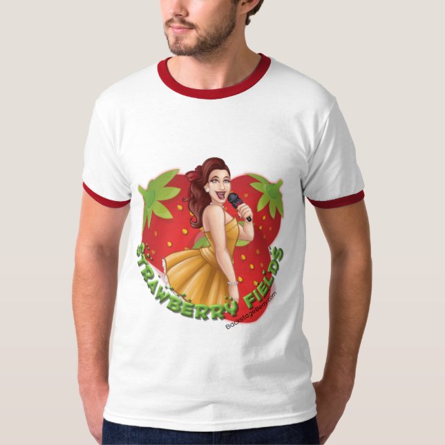Erdbeeren Felder Cartoon Ringer Shirt (Vorderseite)