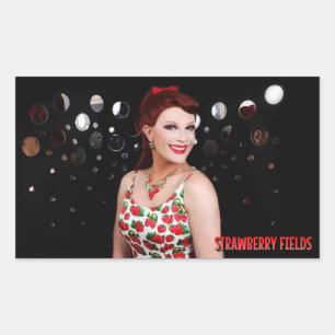 Erdbeeren-Felder Spiegelungsfelder-Foto-Aufkleber Rechteckiger Aufkleber
