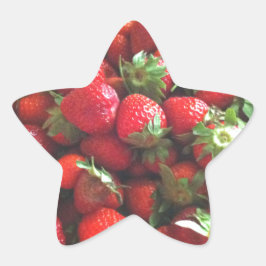 Erdbeeren | frisch gepflückte rote Beeren Stern-Aufkleber