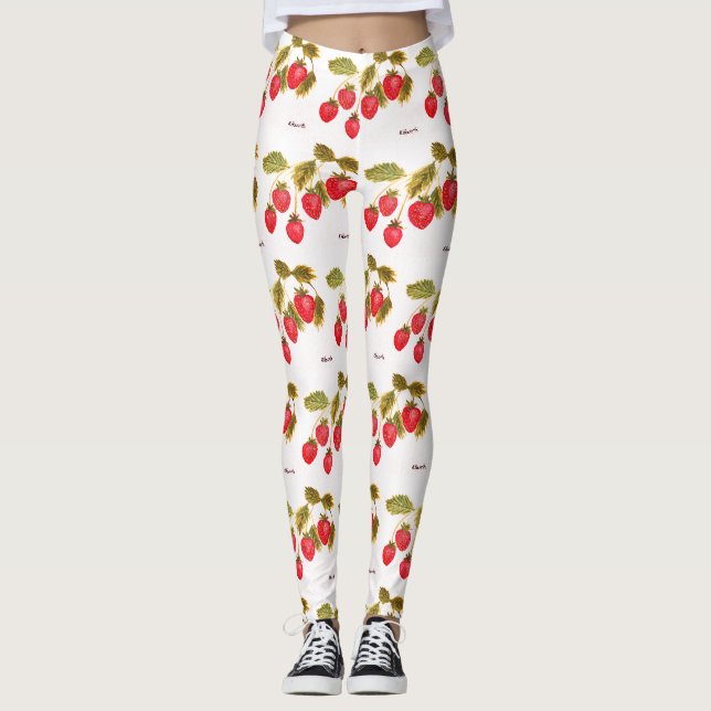 Erdbeeren Früchte Aquarellbeeren Muster Leggings (Vorderseite)