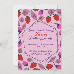 Erdbeeren Geburtstagsparty Einladung