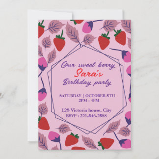Erdbeeren Geburtstagsparty Einladung