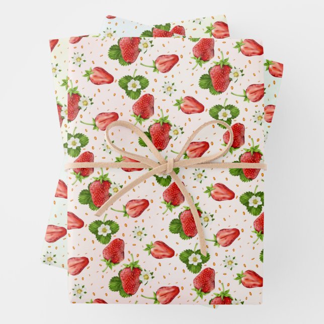 Erdbeeren Geschenkpapier Set (Beispiel)