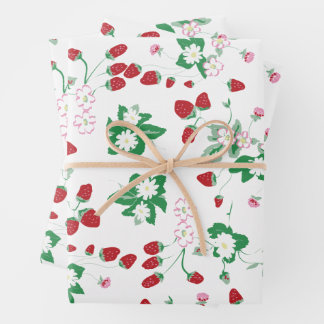 Erdbeeren Geschenkpapier Set