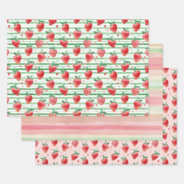 Erdbeeren Geschenkpapier Set (Set)