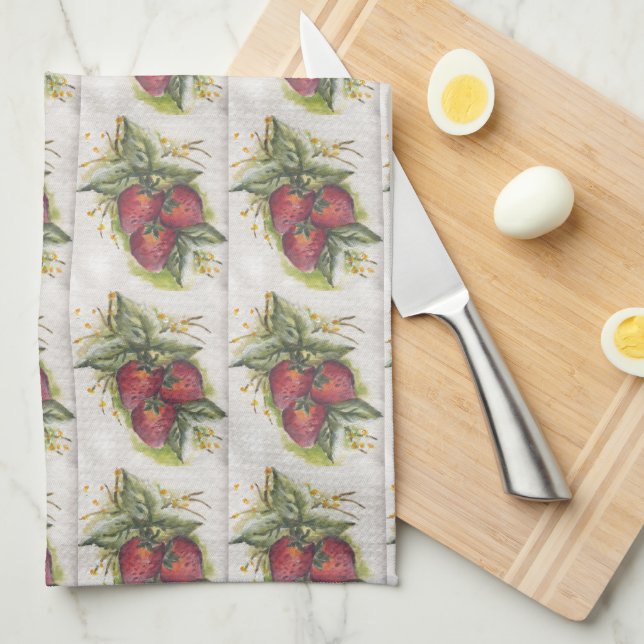 Erdbeeren Geschirrtuch (Viertel Falte)