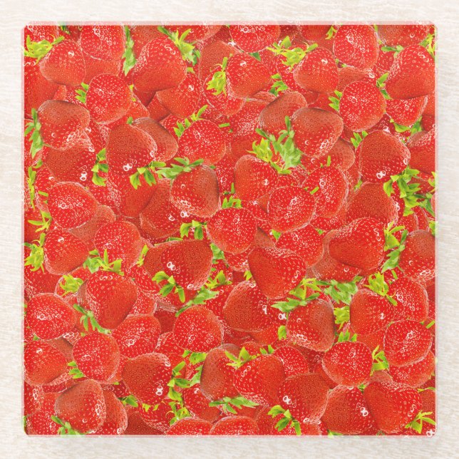 Erdbeeren Glasuntersetzer (Vorderseite)