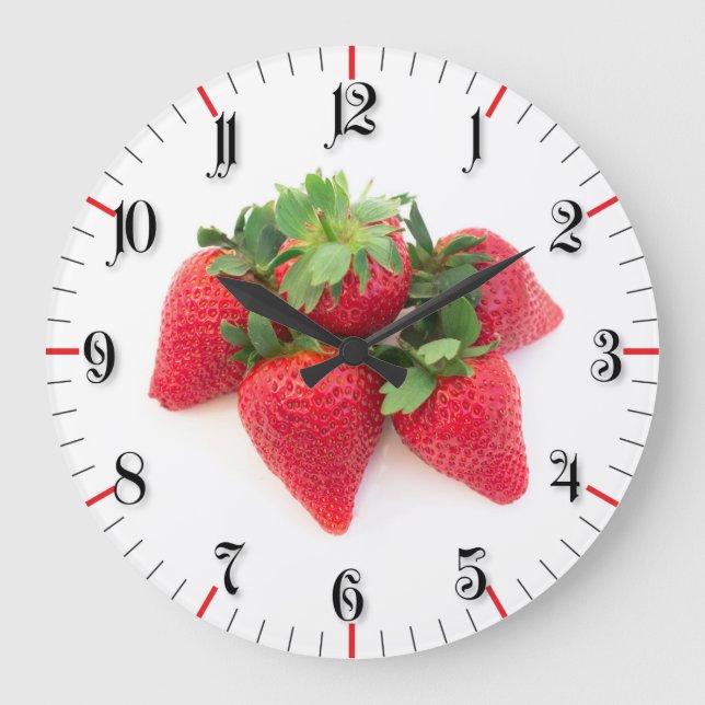 Erdbeeren Große Wanduhr (Vorderseite)