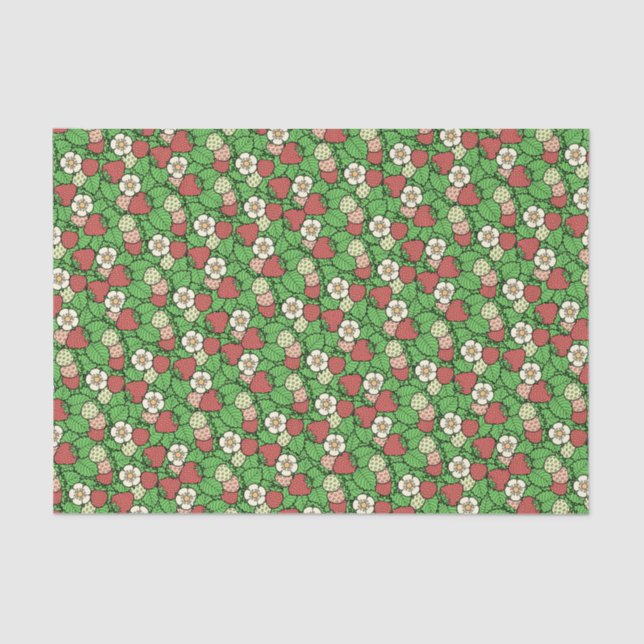 Erdbeeren-Hintergrundmuster-Gewebe Seidenpapier (Vorderseite)