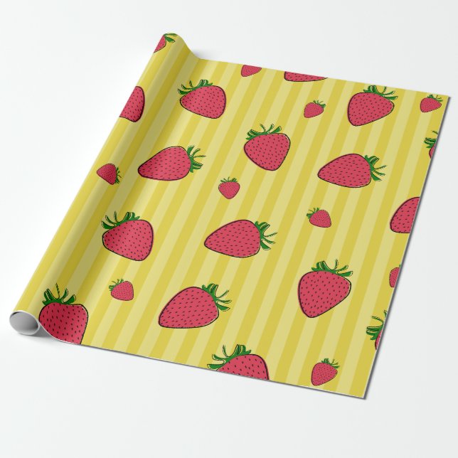 Erdbeeren-Illustration Geschenkpapier (Ungerollt)