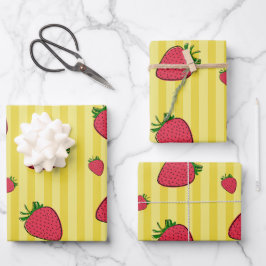 Erdbeeren-Illustration Geschenkpapier Set