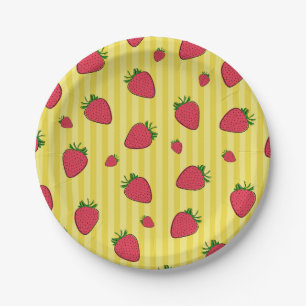Erdbeeren-Illustration Pappteller