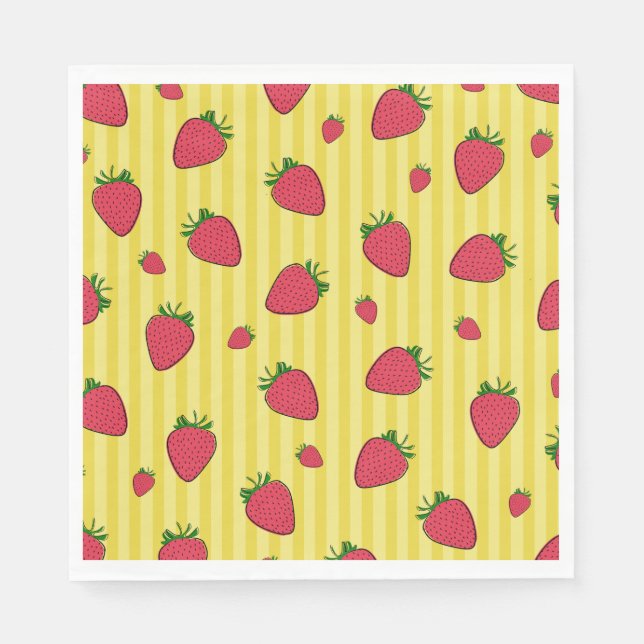 Erdbeeren-Illustration Serviette (Vorderseite)