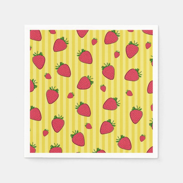 Erdbeeren-Illustration Serviette (Vorderseite)