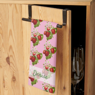 Erdbeeren im Landhausstil Rosa  Geschirrtuch