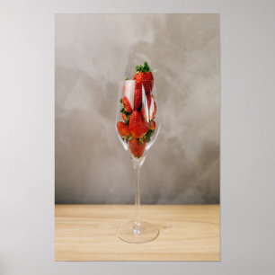 Erdbeeren in Champagner-Glasposter Poster