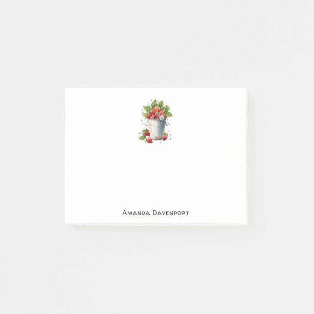 Erdbeeren in einem Eimer Post-it Klebezettel (Vorderseite)