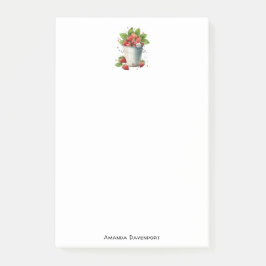 Erdbeeren in einem Eimer Post-it Klebezettel