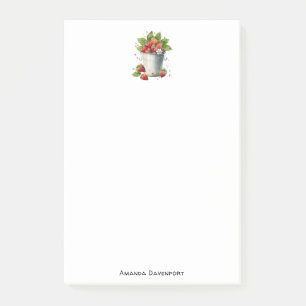 Erdbeeren in einem Eimer Post-it Klebezettel