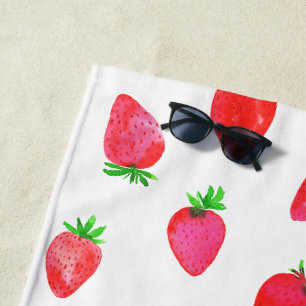 Erdbeeren in Rosa, Rot und Grün Strandtuch