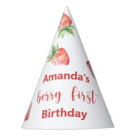 Erdbeeren in Wasserfarben 1. Geburtstag Party Partyhütchen